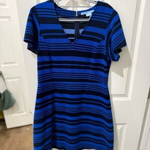 Draper James Navy and Royal Blue Striped Dress